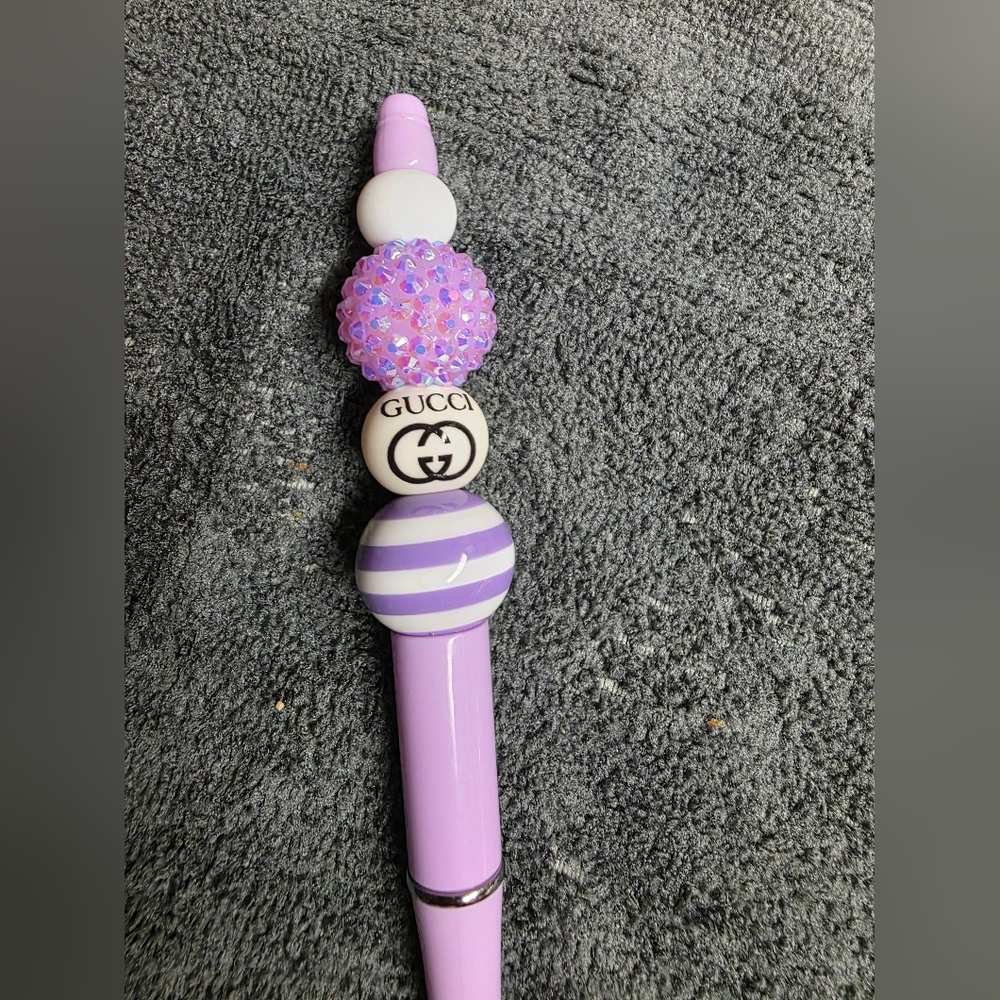 Luxury Inspired Lavender and White Beaded Pen